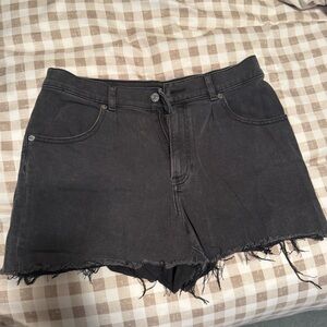 Express Black Mom Shorts with Frayed Hem